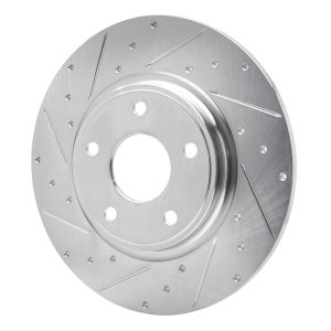 Chrysler Town & Country Brake Rotor (1) - Rear Left - R1 Concepts - Drilled & Slotted - Silver - `12-`20